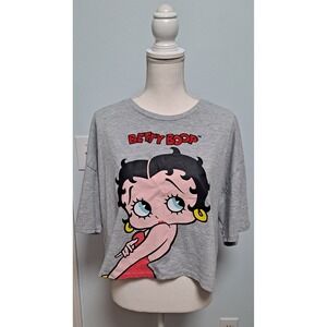 Betty Boop Graphic Crop T Shirt size XXL Grey